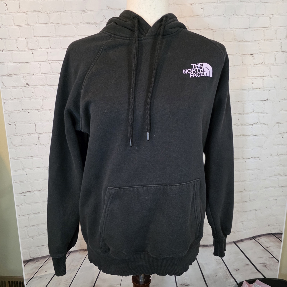 The‎ North Face Women's Geo NSE Hoodie Black Purple Box Logo Graphic size S